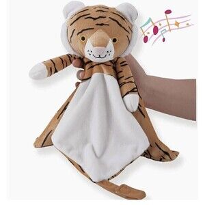 Musical Tiger Lovey Soft Square Orange Black 15 By 15, Detachable Music Device